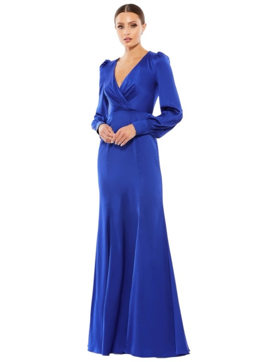 Ieena For Mac Duggal Dresses & Skirts - Ieena Mac Duggal 55635 Royal Blue Satin Gown Bishop Sleeves NWT 16 Formal